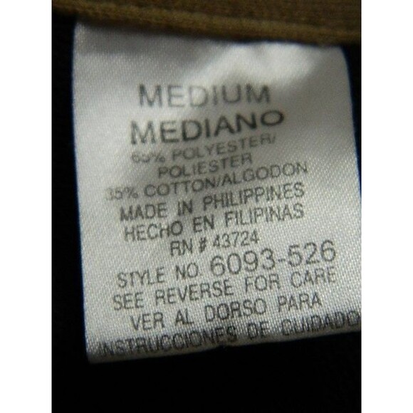 Classics by Palmland Mens Long Sleeve Polo Shirt Size Medium Black Tan & White - Picture 8 of 15